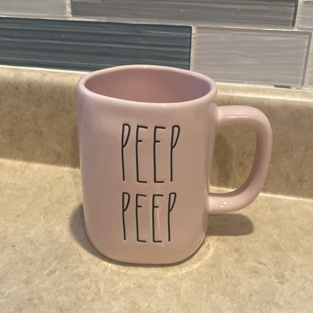 Rae Dunn PEEP PEEP pink coffee mug Easter collection